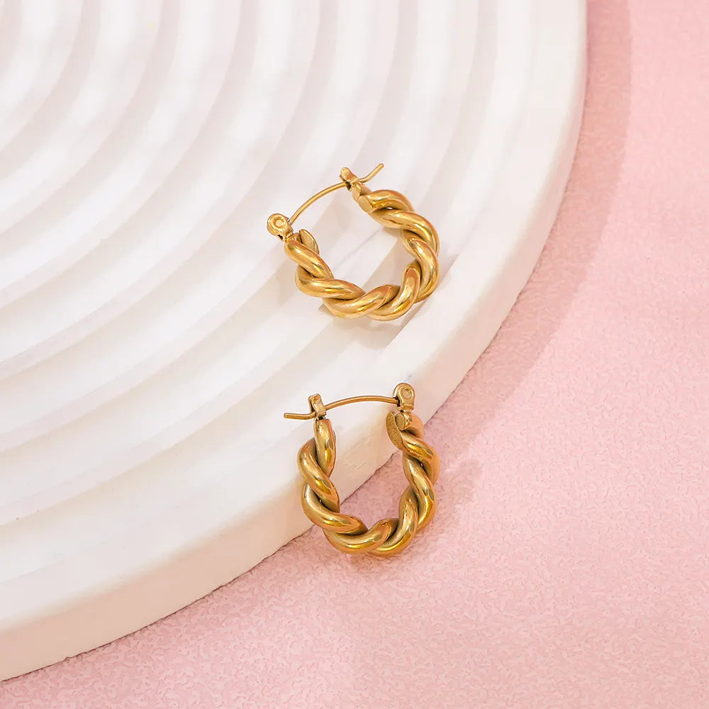 Rope Twisted Hoop Earrings | 18K Gold Plated