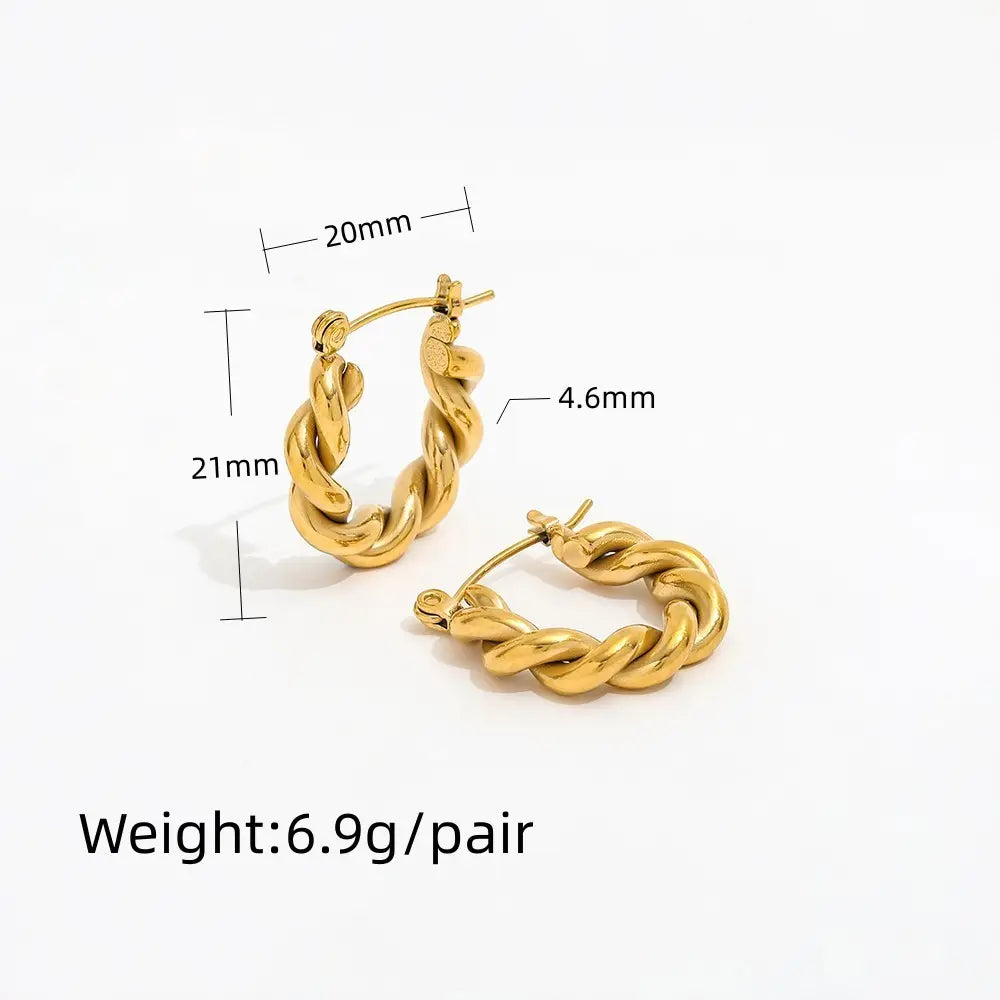 Rope Twisted Hoop Earrings | 18K Gold Plated