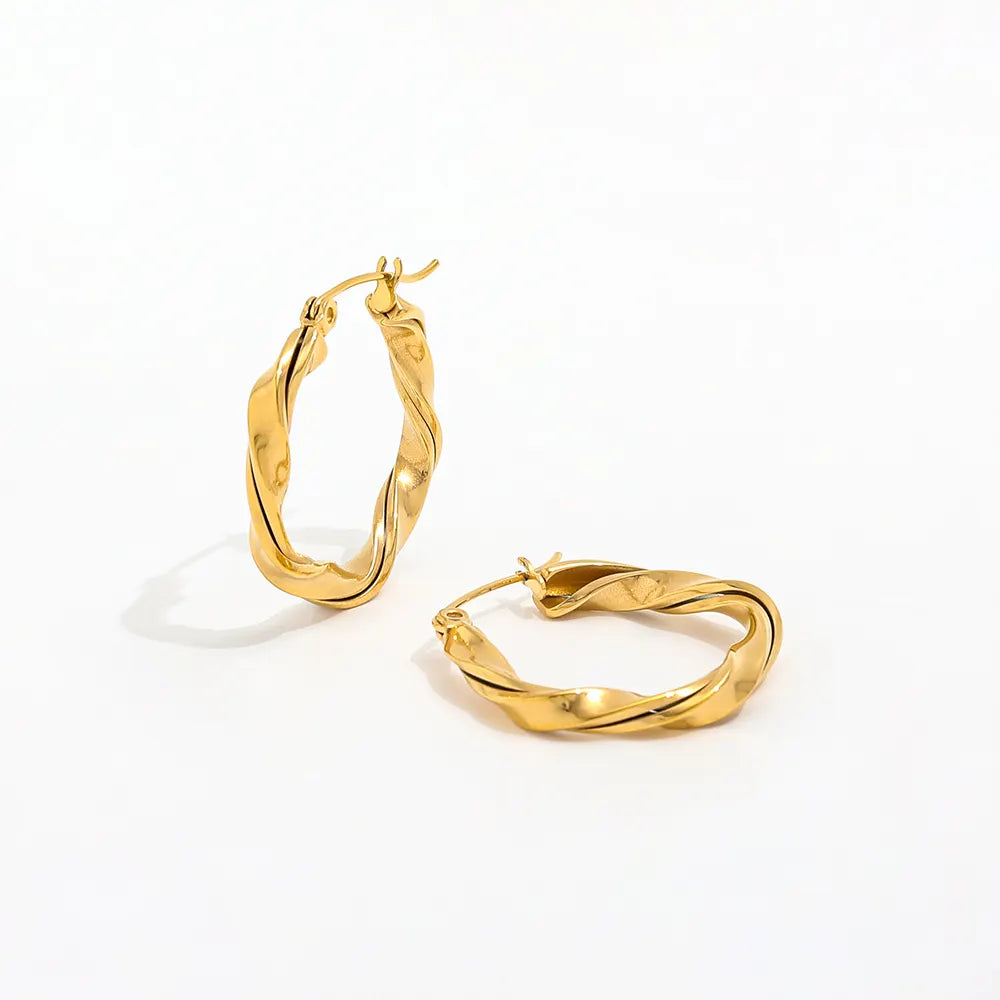Twisted Hoop Earrings | 18K Gold Plated