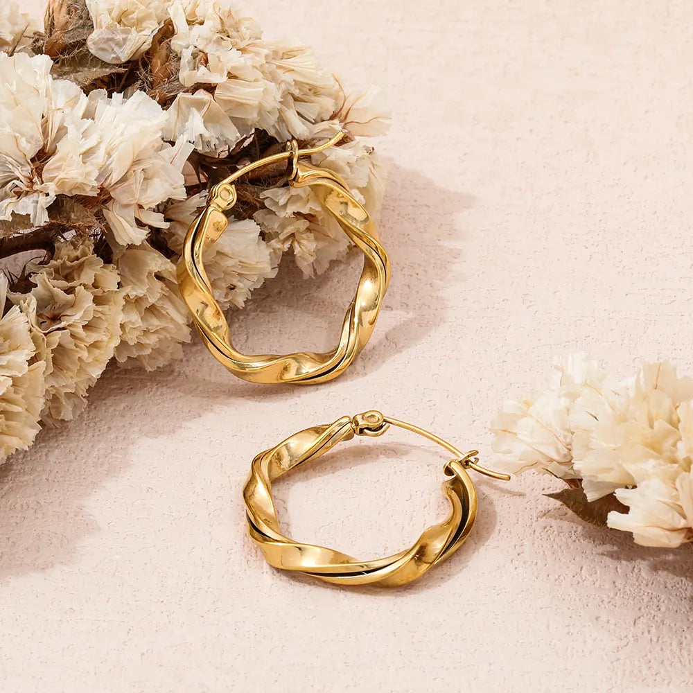 Twisted Hoop Earrings | 18K Gold Plated