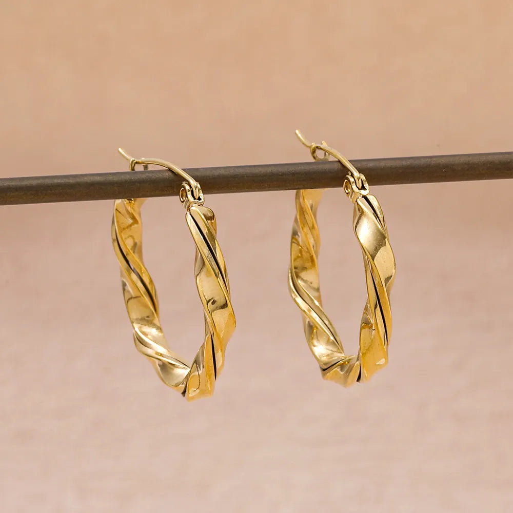 Twisted Hoop Earrings | 18K Gold Plated