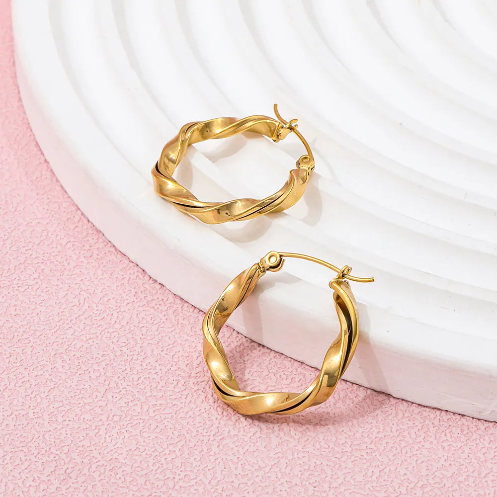 Twisted Hoop Earrings | 18K Gold Plated