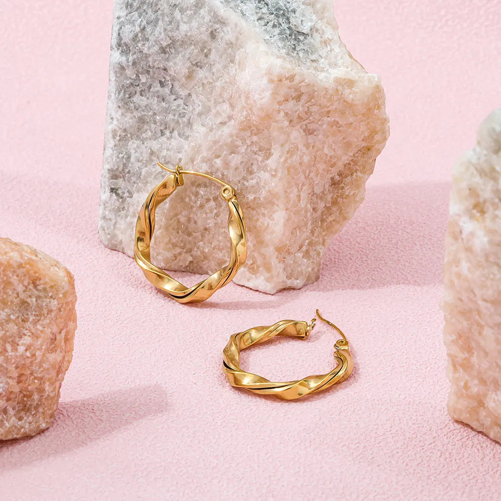 Twisted Hoop Earrings | 18K Gold Plated