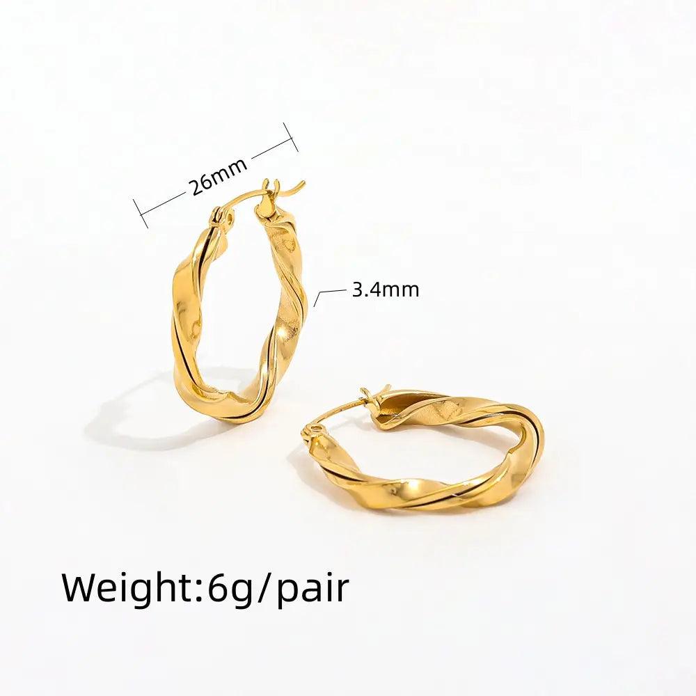 Twisted Hoop Earrings | 18K Gold Plated