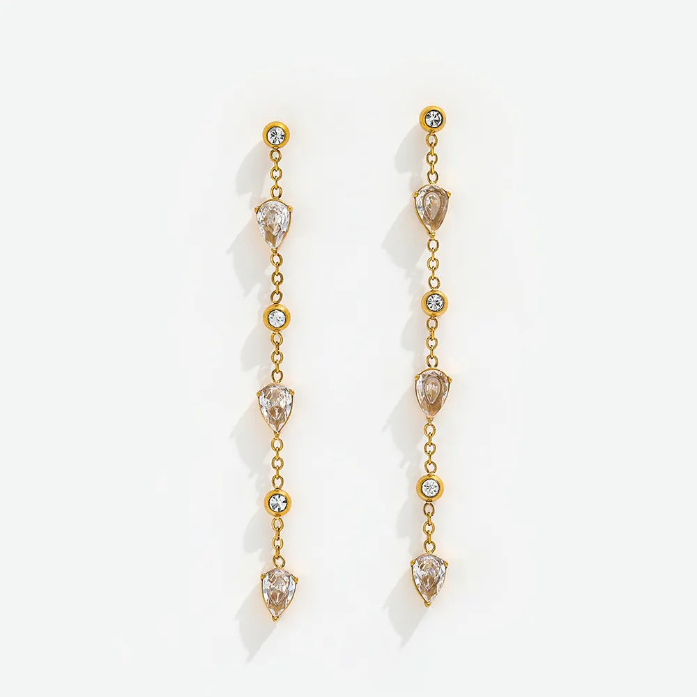 Water Drop CZ Dangle Earrings