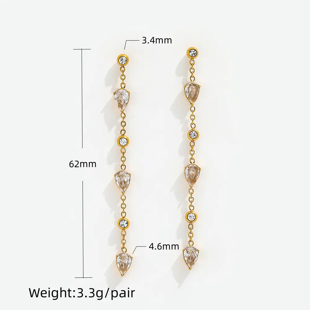 Water Drop CZ Dangle Earrings