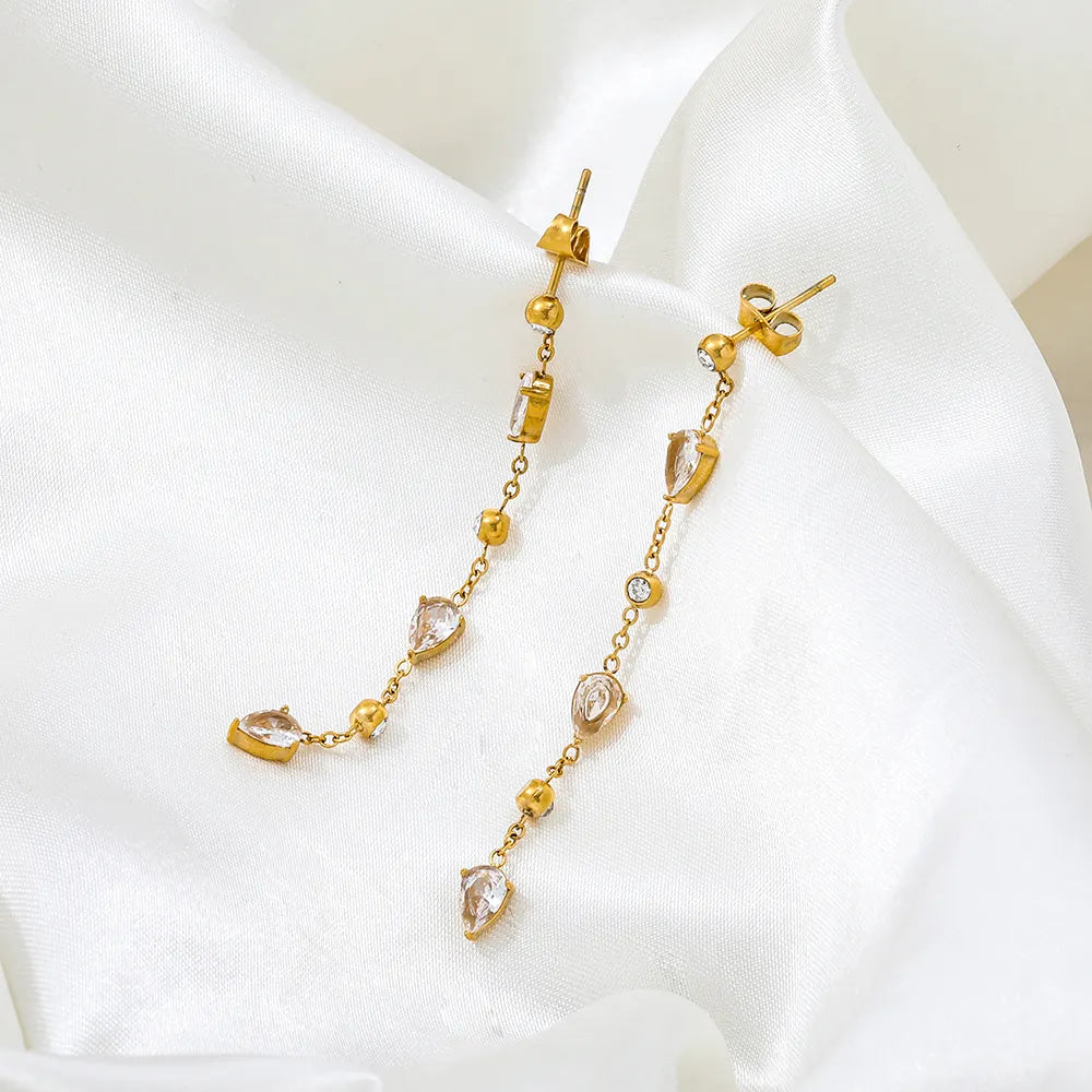 Water Drop CZ Dangle Earrings