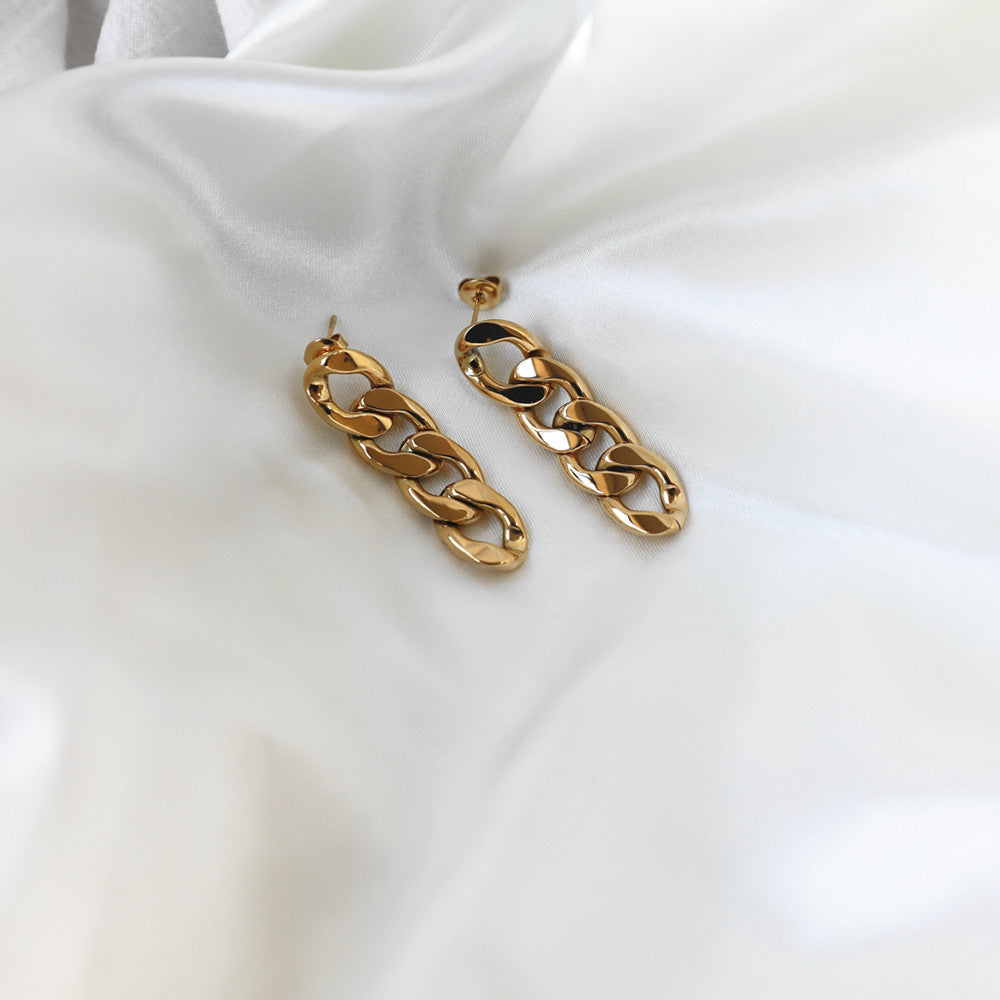 Link Chain 18K Gold Plated Drop Earrings