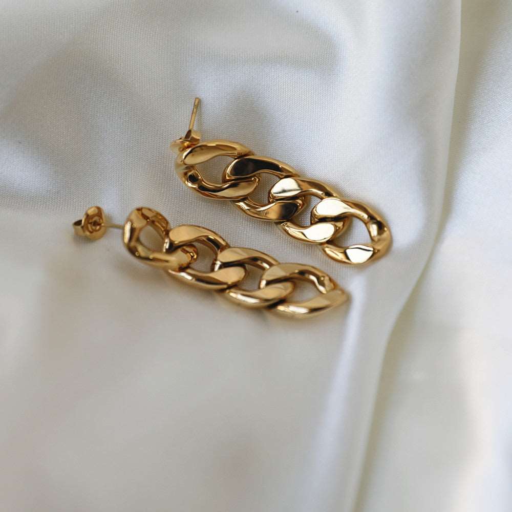 Link Chain 18K Gold Plated Drop Earrings