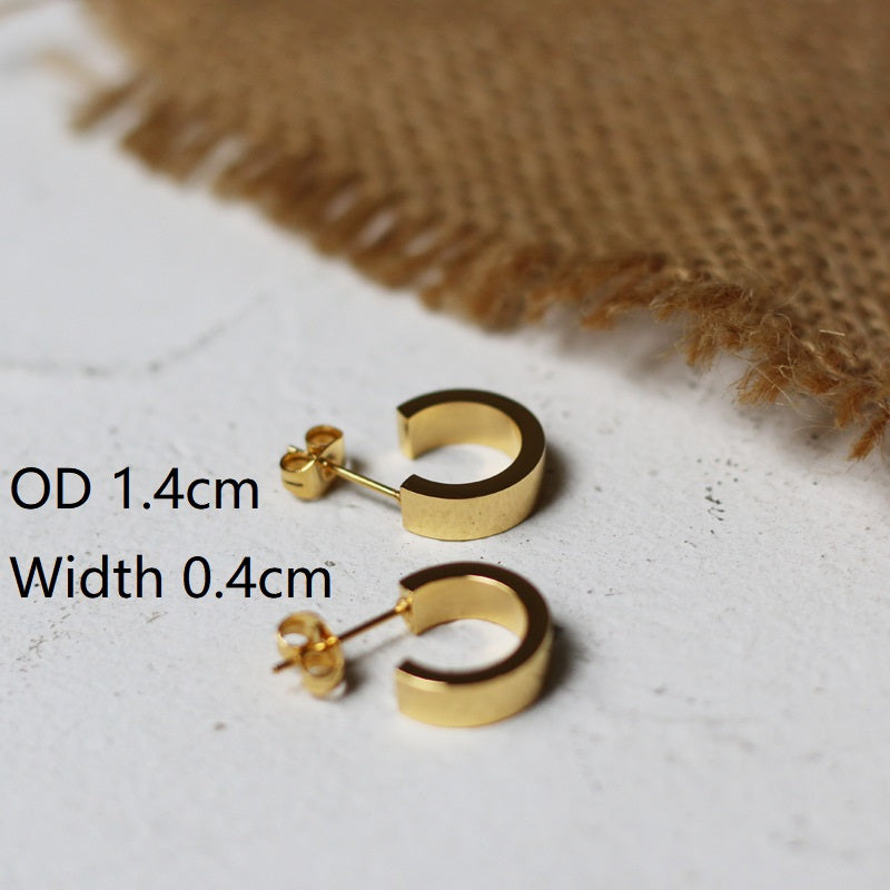 Mini C Shaped 18K Gold Plated Stud Earrings