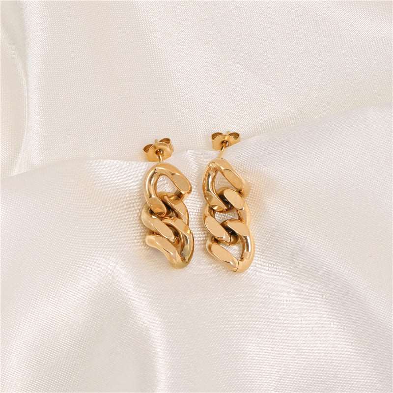 Link Chain 18K Gold Plated Drop Earrings