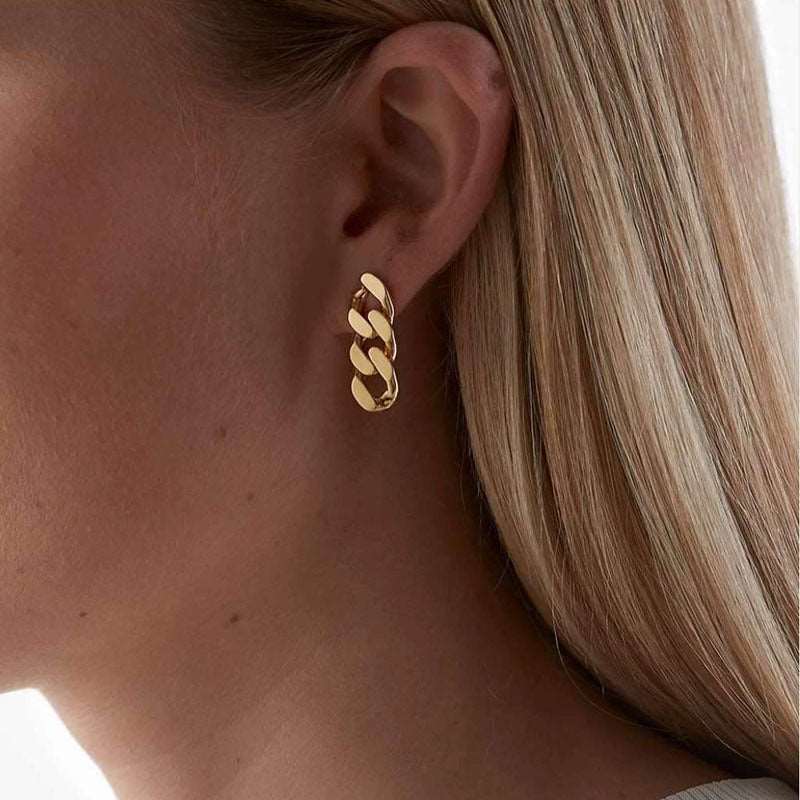Link Chain 18K Gold Plated Drop Earrings