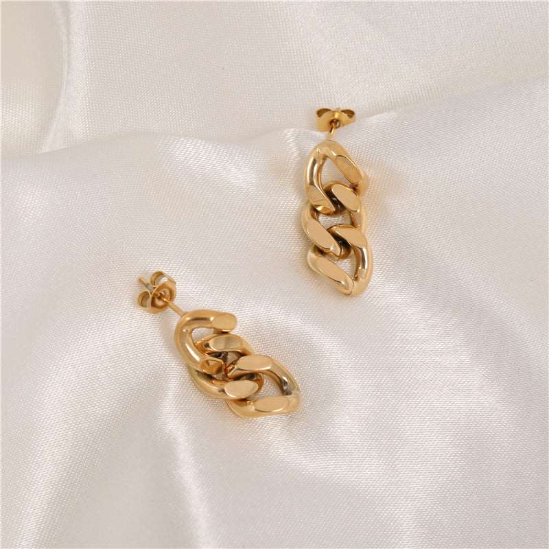 Link Chain 18K Gold Plated Drop Earrings