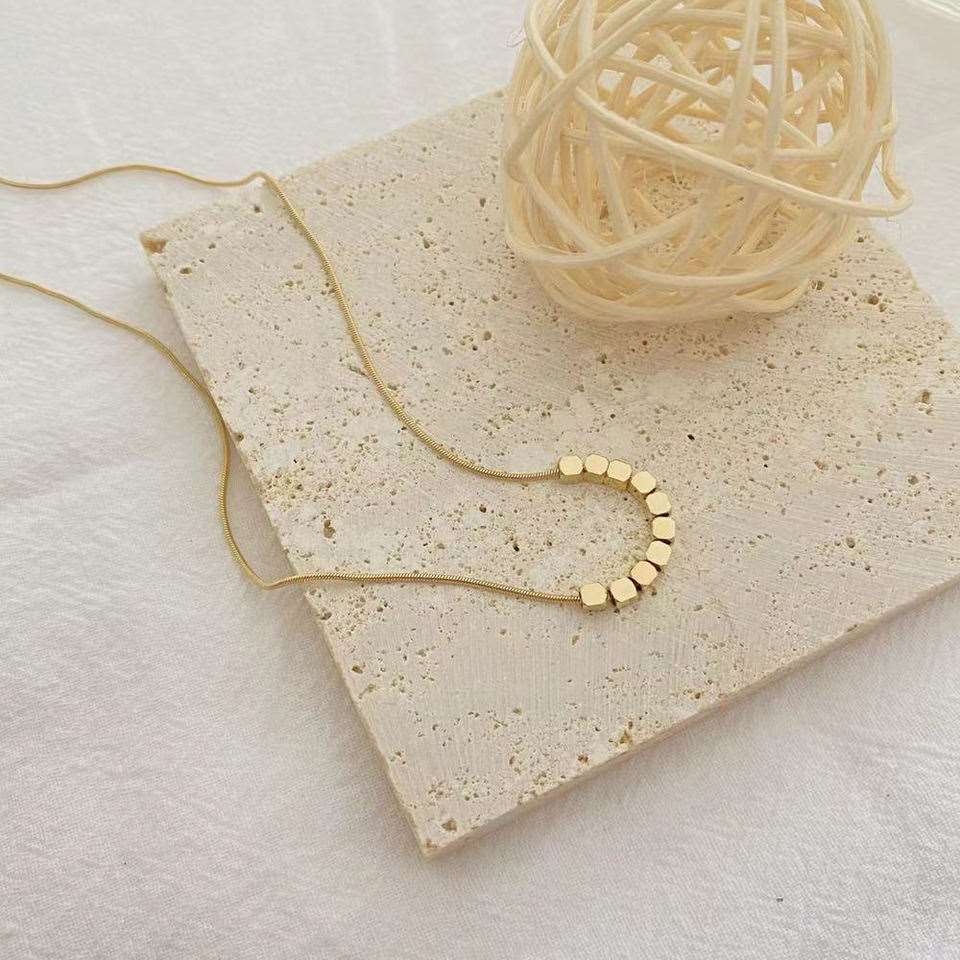 Small Square 18K Gold Plated Pendant Necklace