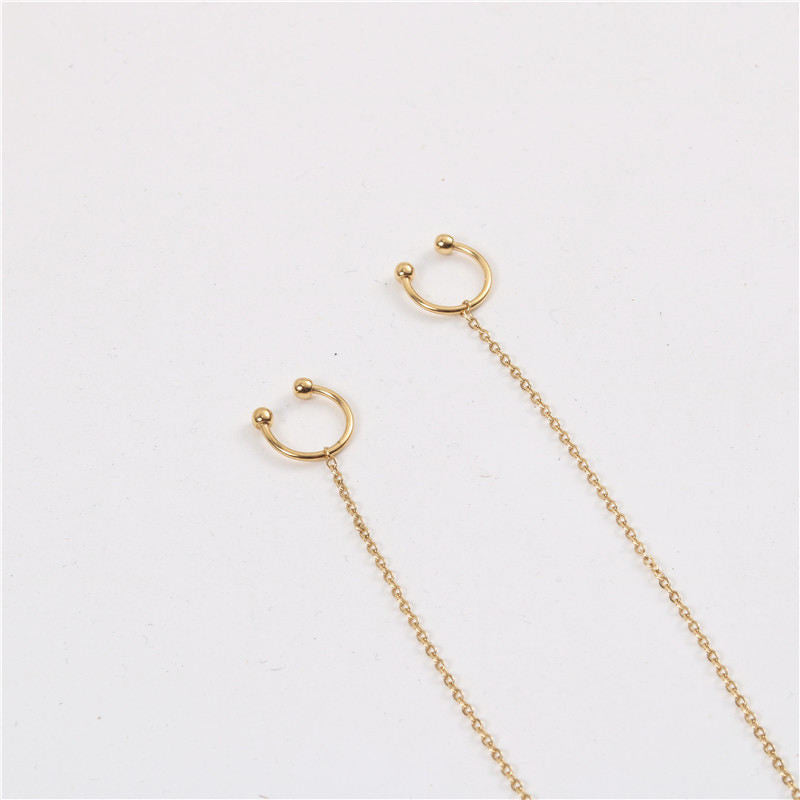 Cuff Chain Wrap Tassel Earrings