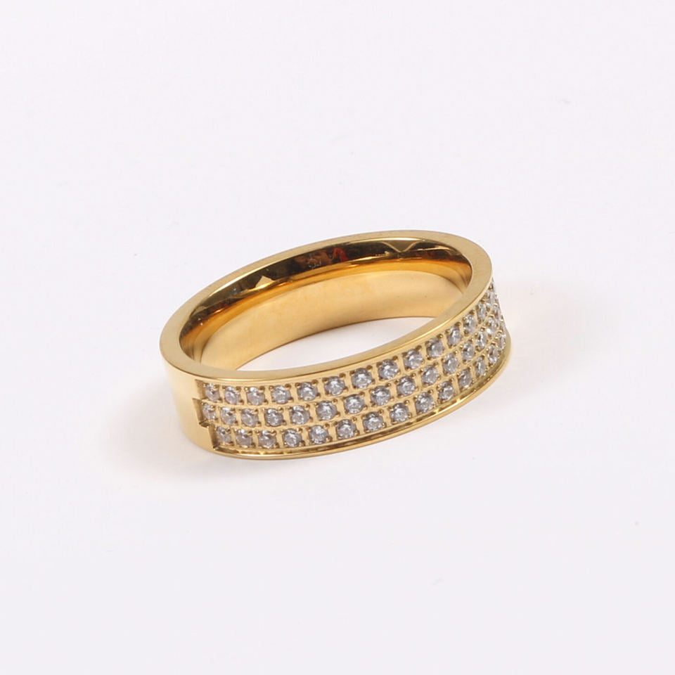 Three Layer Micro Pave Band Ring