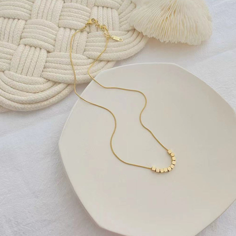 Small Square 18K Gold Plated Pendant Necklace