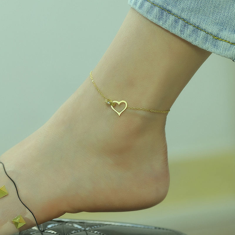 Heart Shaped 18K Gold Plated Charm Anklet