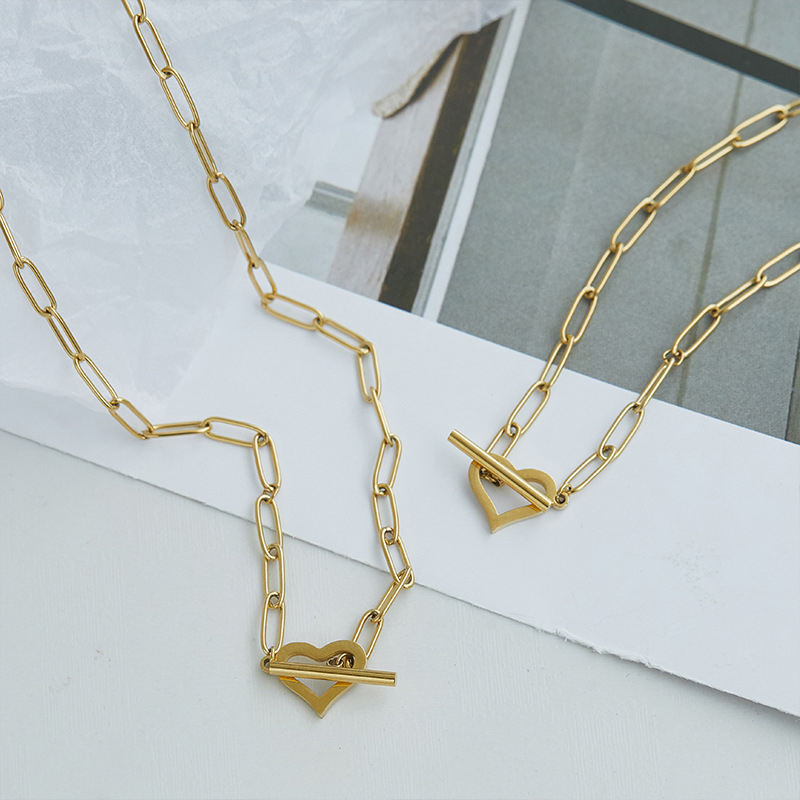 Paperclip Dainty Heart Link Chain Necklace