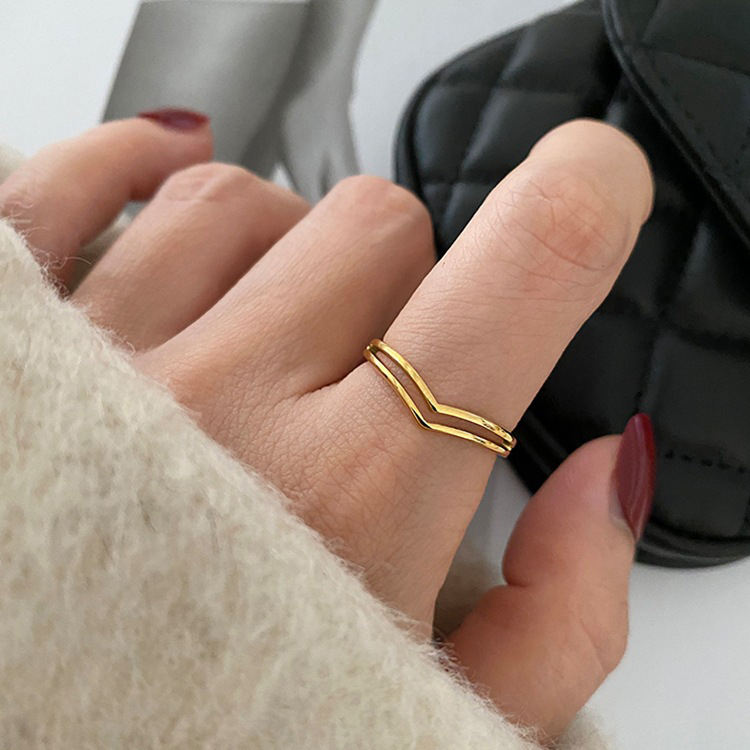 Plain Curved 18K Gold Plated Stacking Ring