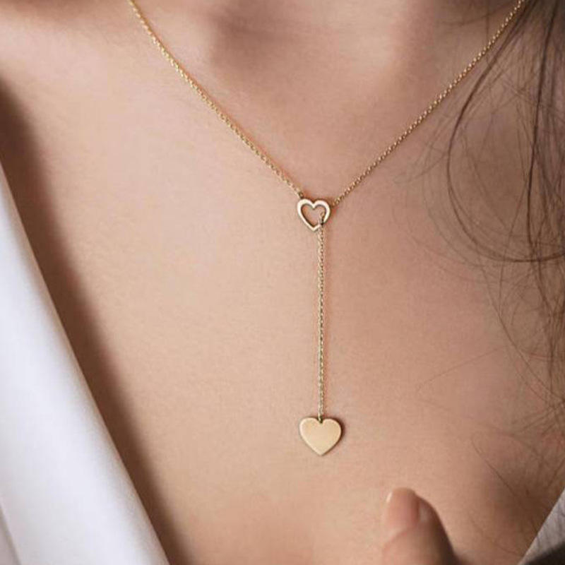 Double Heart 18K Gold Plated Pendant Necklace