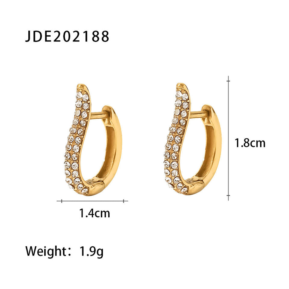 Vintage Style Paved Half Micro White CZ Huggies Earrings