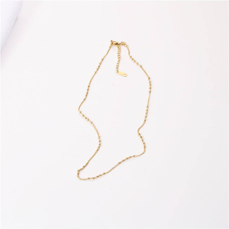 Dainty Bead 18K Gold Plated Chain Necklace