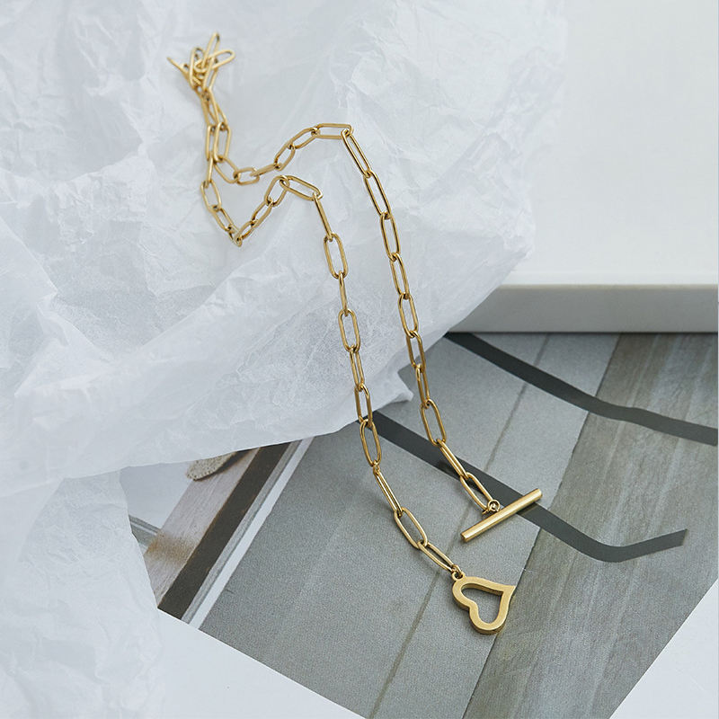 Paperclip Dainty Heart Link Chain Necklace