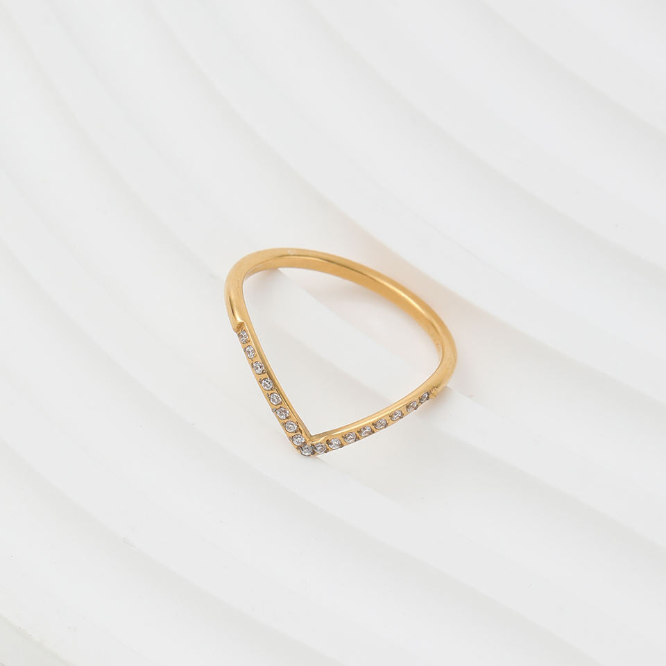 Skinny V Shaped 18K Gold Plated Ring
