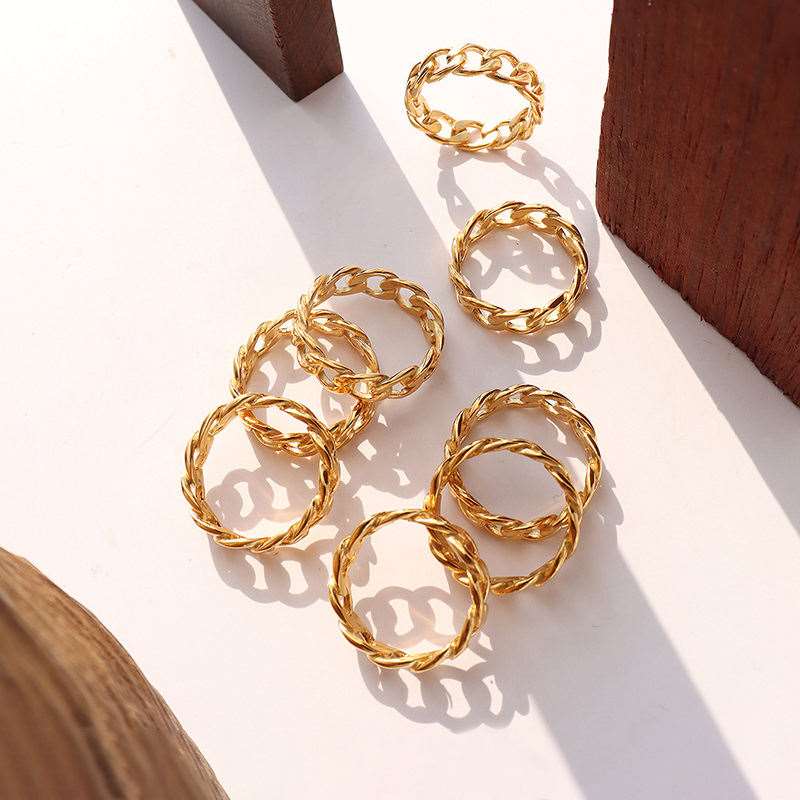 Cuban Style 18K Gold Plated Chain Ring