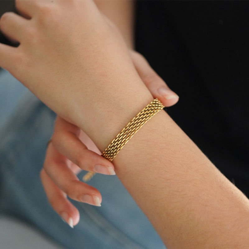 Vintage Statement Flat Mesh Chain Bracelet