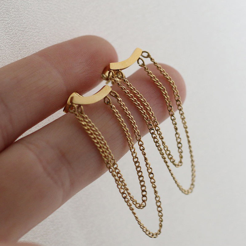 Tiny Chain 18K Gold Plated Dangle Earrings
