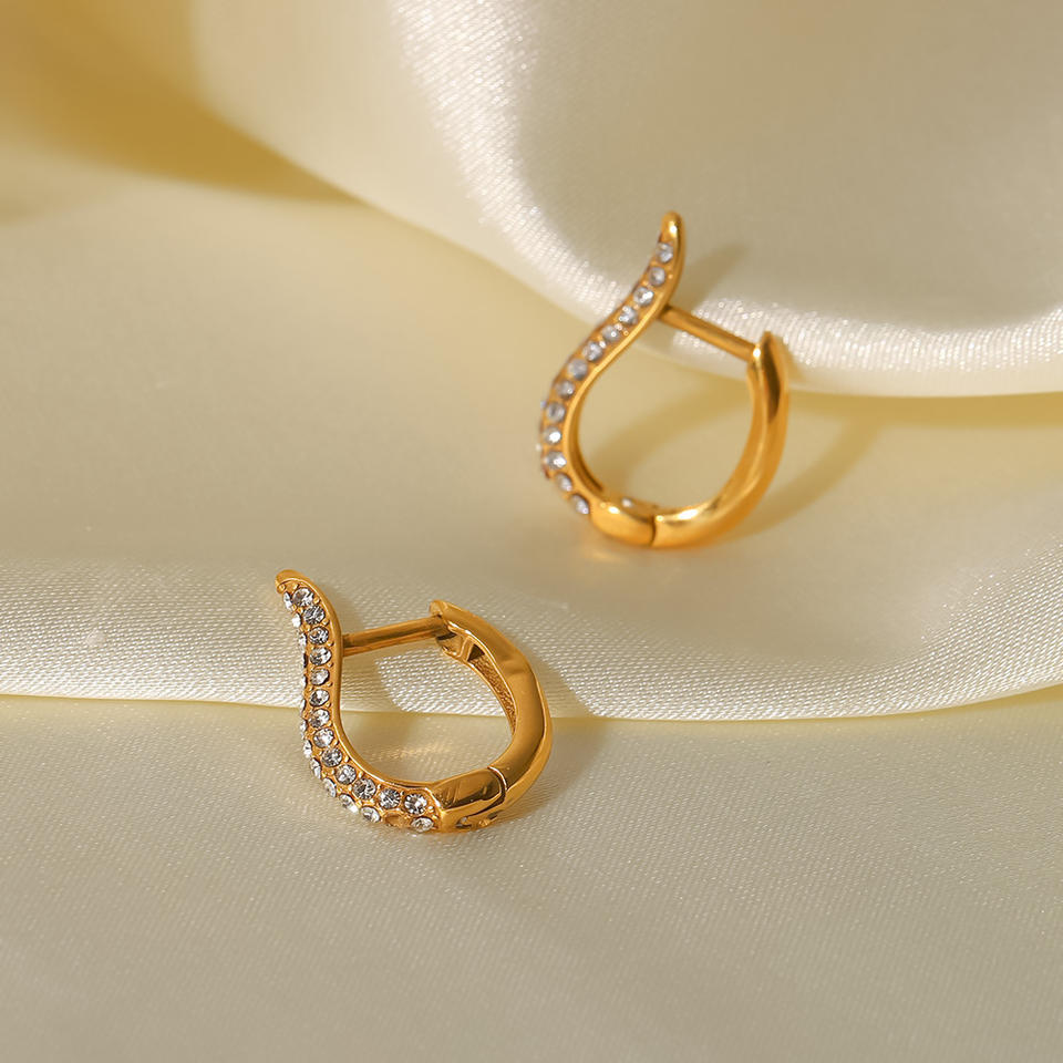 Vintage Style Paved Half Micro White CZ Huggies Earrings