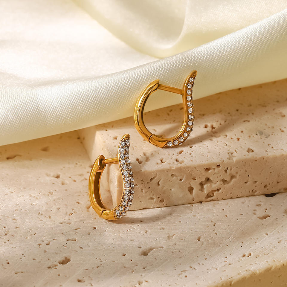 Vintage Style Paved Half Micro White CZ Huggies Earrings