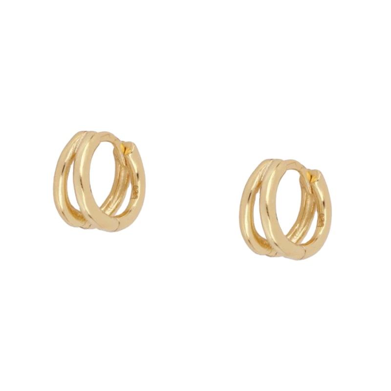 Double Rows 925 Sterling Silver Huggies Earrings