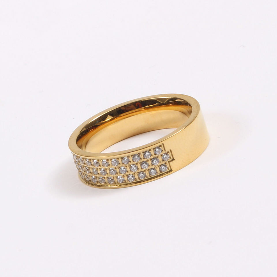 Three Layer Micro Pave Band Ring