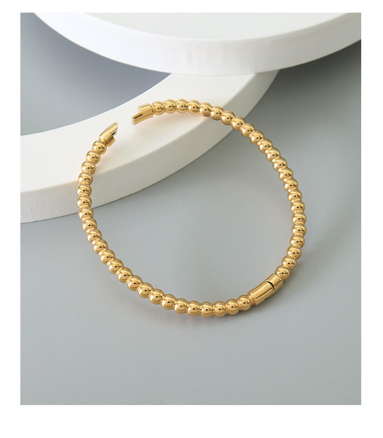 Beaded 18K Gold Plated Cuff Bangle Bracelet