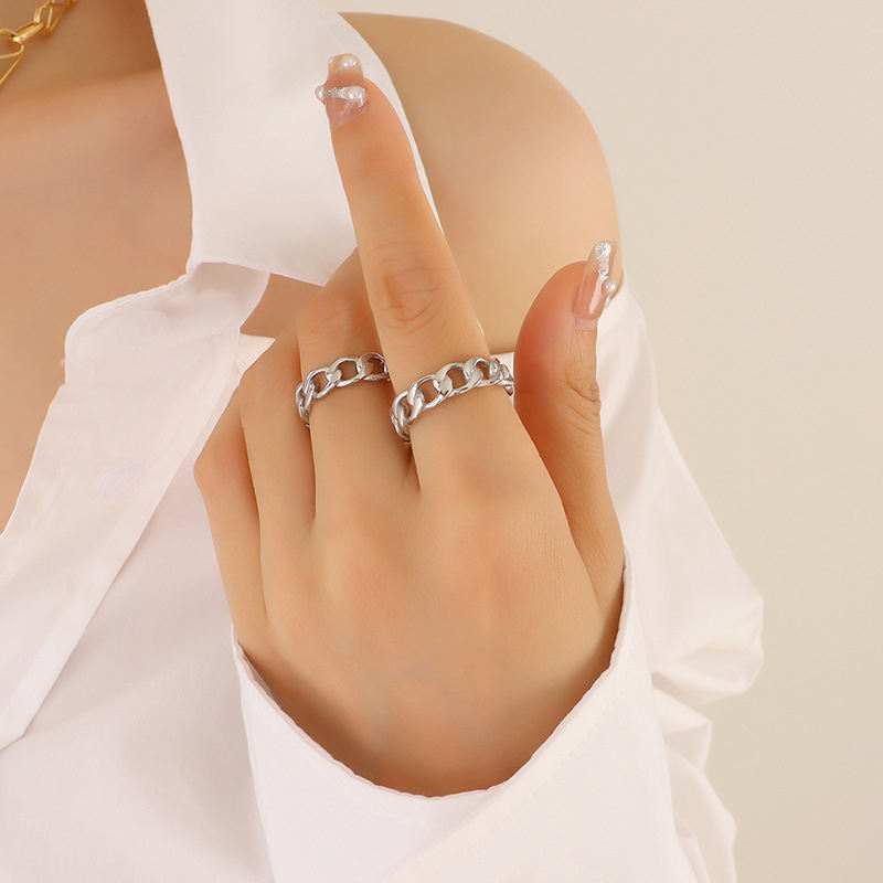 Cuban Style 18K Gold Plated Chain Ring