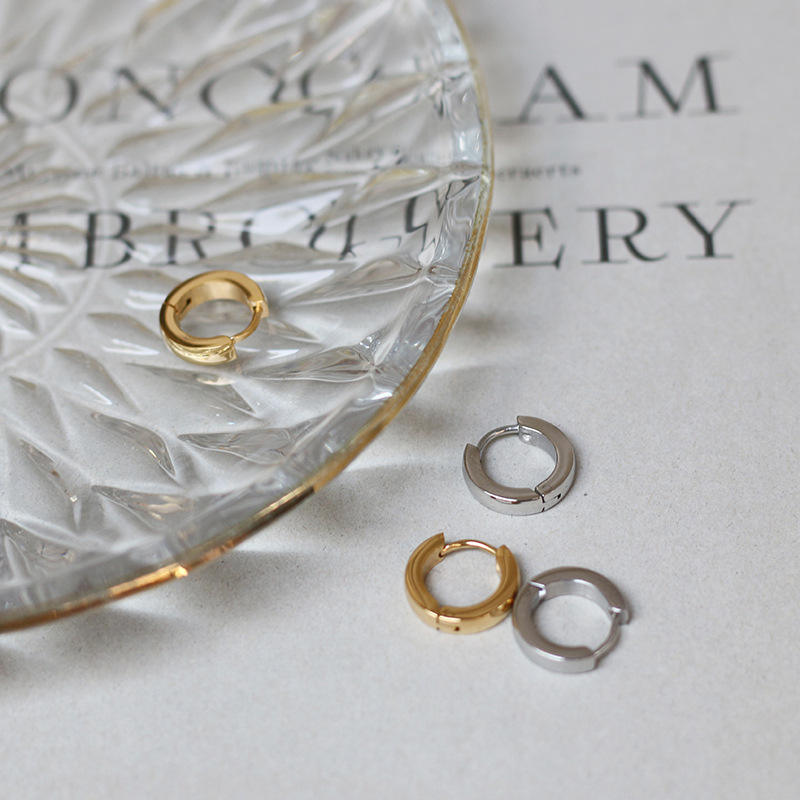 Women Basic 18K Gold Plated Huggies Earrings