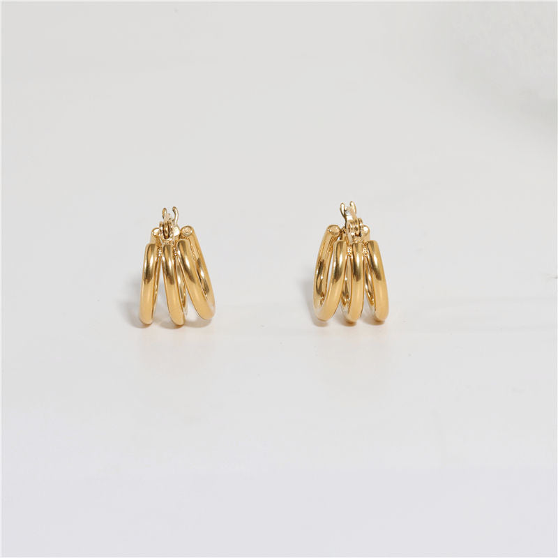 Multi-layer 18K Gold Plated Hoop Earrings