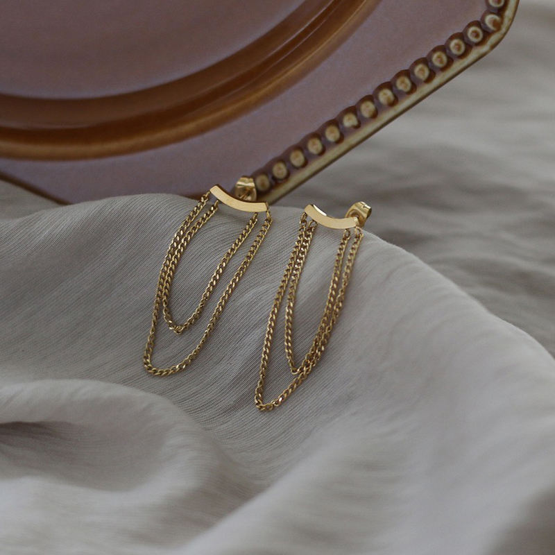 Tiny Chain 18K Gold Plated Dangle Earrings