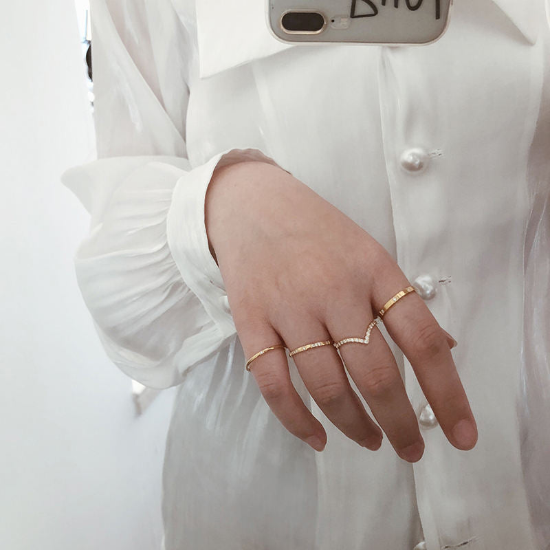Skinny V Shaped 18K Gold Plated Ring