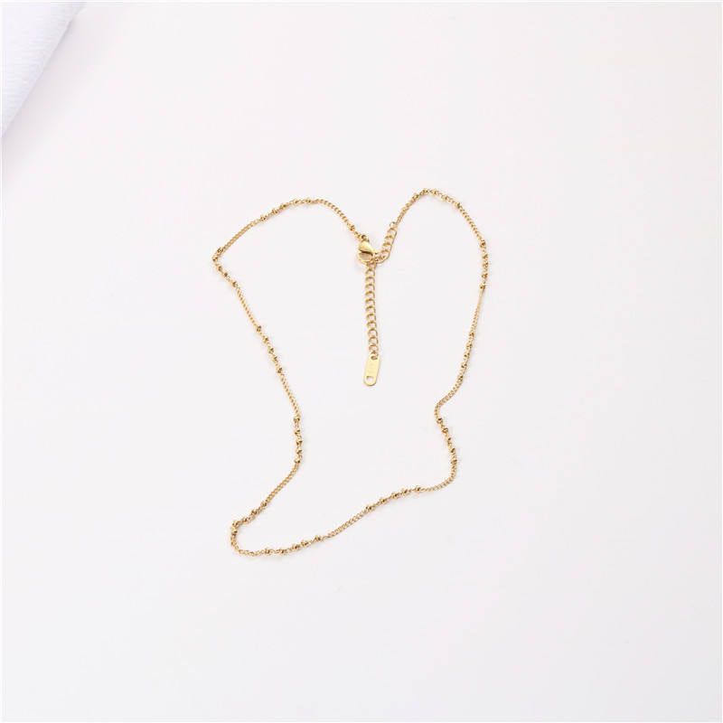 Dainty Bead 18K Gold Plated Chain Necklace