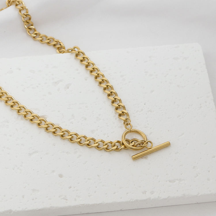 Toggle Clasp Thick Cuban Chain Necklace