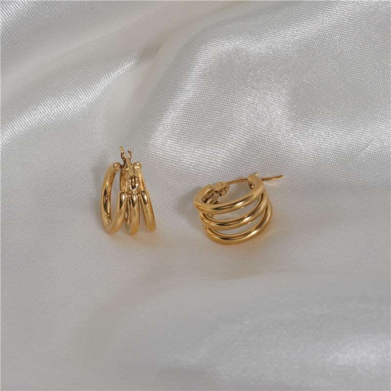 Multi-layer 18K Gold Plated Hoop Earrings