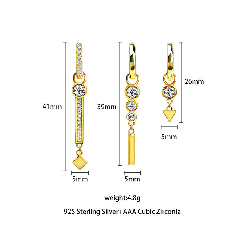 Detachable 925 Sterling Silver Bar Hoop Earrings