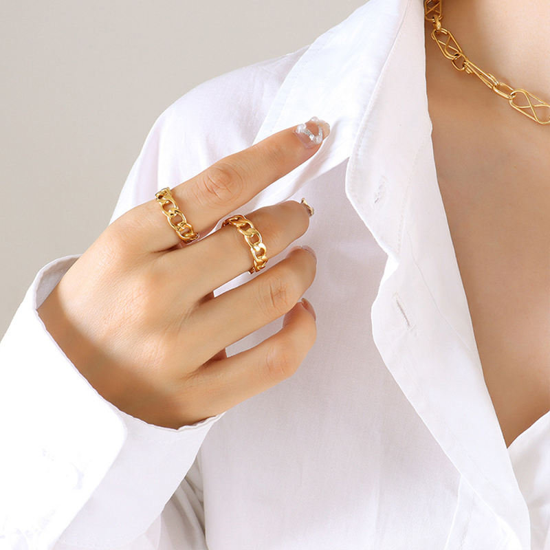 Cuban Style 18K Gold Plated Chain Ring