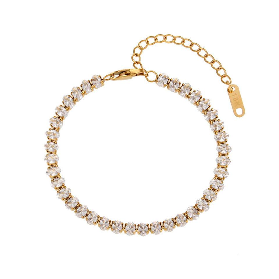 Cubic Zirconia Necklace & Bracelet Set Stainless Steel