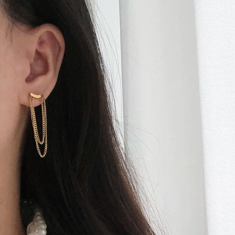 Tiny Chain 18K Gold Plated Dangle Earrings