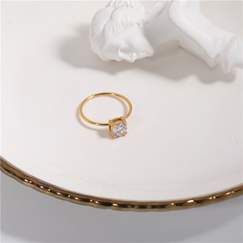Round 18K Gold Plated Cubic Zirconia Ring